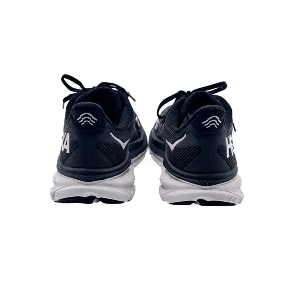 HOKA Clifton 9 Men's Running Shoes Size 9.5 Black White Road Sneakers